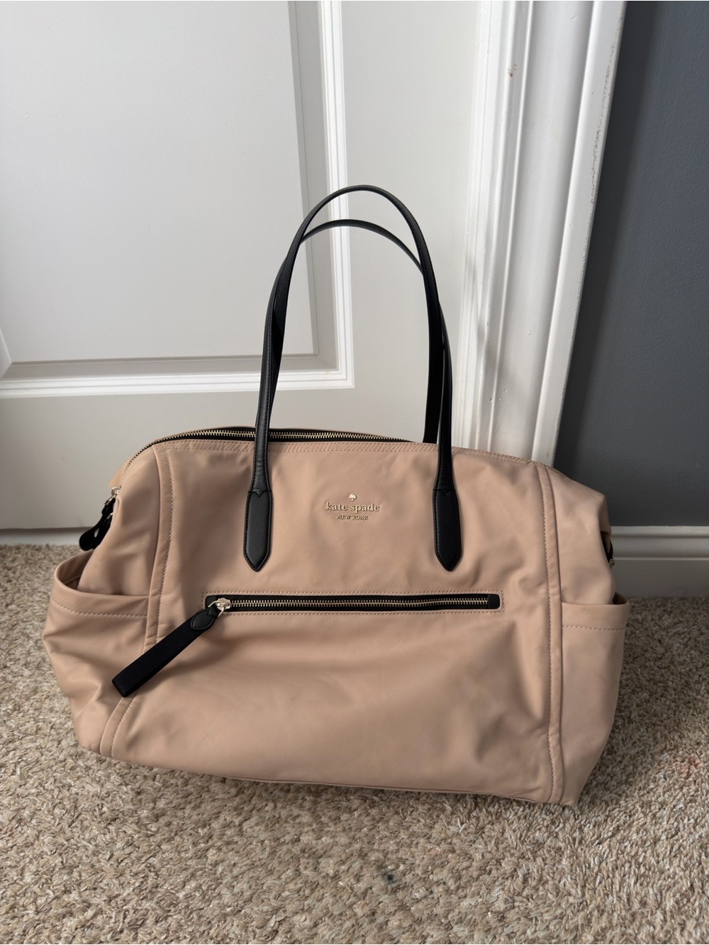 kate spade Blush Duffel Bag with Black Handles